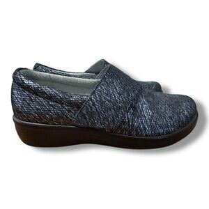 Alegria Blue Metallic Hook Loop Comfort Shoes Clog LAU-853 Women’s EU 35 /US 4.5